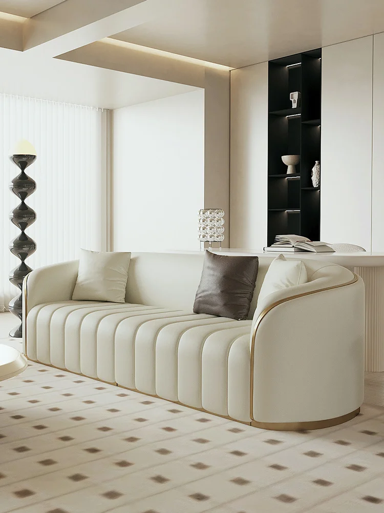 

Современный роскошный кожаный диван для гостиной простая маленькая квартира кожаный прямой Трехместный кожаный диван для первого пола