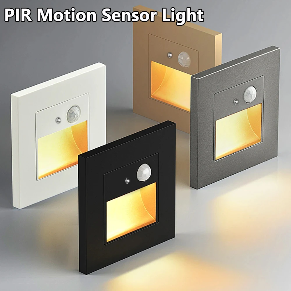 

PIR Motion Sensor Stair Lights Infrared Body Induction Night Lamp Recessed LED Wall Lamp For Bedroom Corridor Kitchen Lighting