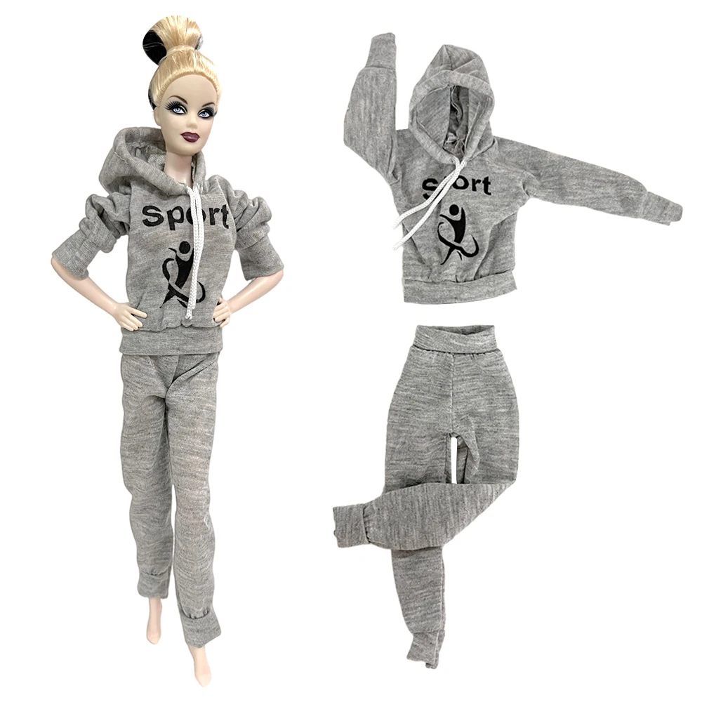 Nk 1 Set Fashion Outfit Grey Sports Wear Yoga Casual Gym Suit Dollhouse Clothes For Barbie Doll Accessori Giocattoli Per Bambini