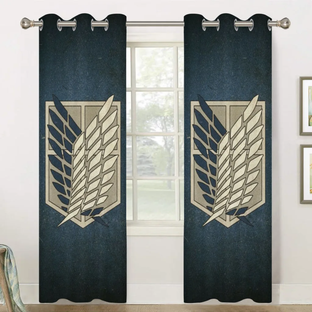 Wings of Liberty Attack on Titan Retro Shading Curtains  for Living Room Decoration Window Curtain 2 PC  4