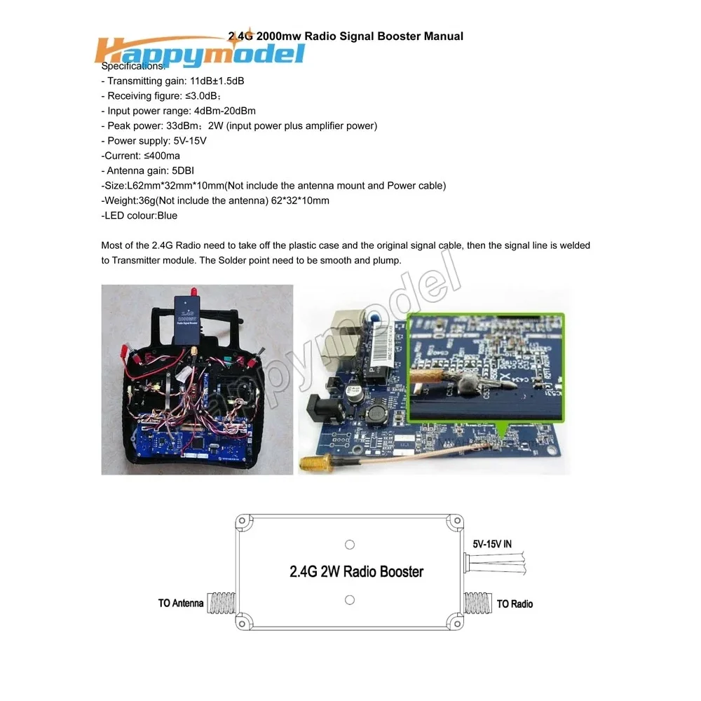Amplificateur Signal 2.4G 2W FPV pour Drone - Boosteur Puissance 33dBm