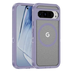 Luxury Magnetic Shockproof Armor Phone Case with Military-Grade Protection and Matte Bumper Design for Pixel 8 (Clear Purple)