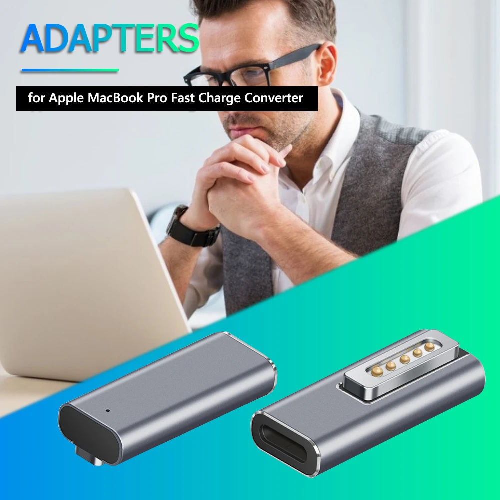 USB PD Adapter USB C Adapter Type C to Magsaf* 2 Connector PD Quick Charge Adapter for MacBook Air/Pro W/Indicator Light