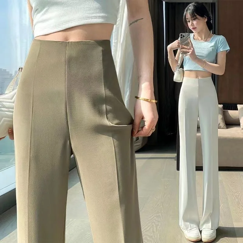 

Sexy Trousers Woman Solid High Waist Tailoring Women's Pants Zipper Office Work Clothing Khaki Classic Vintage Casual Cotton Hot