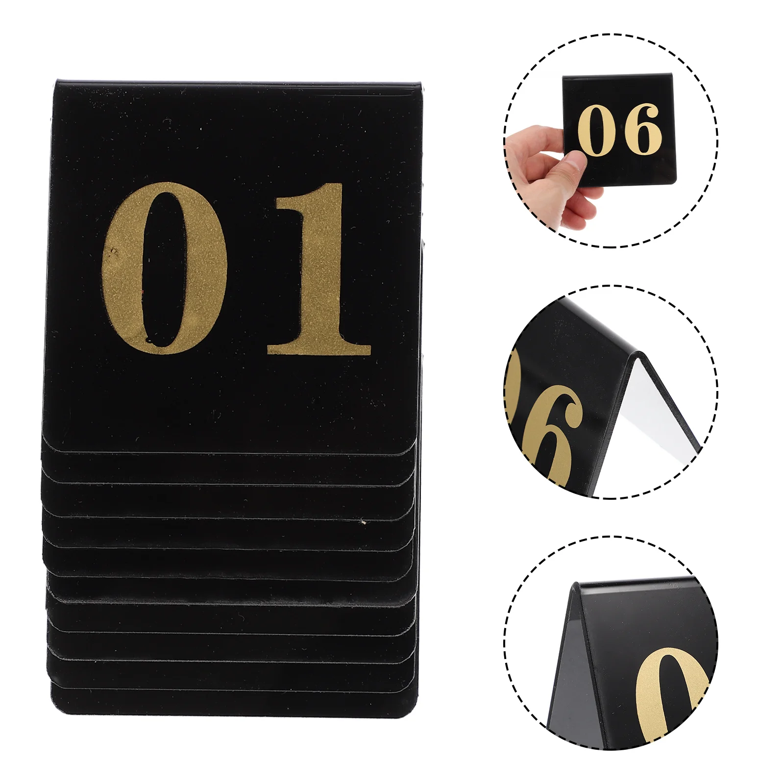 

Acrylic Table Number Plate Signs Banquets Desktop of Seat for Wedding Birthday Double Side Numbered Reusable Reserved Decor