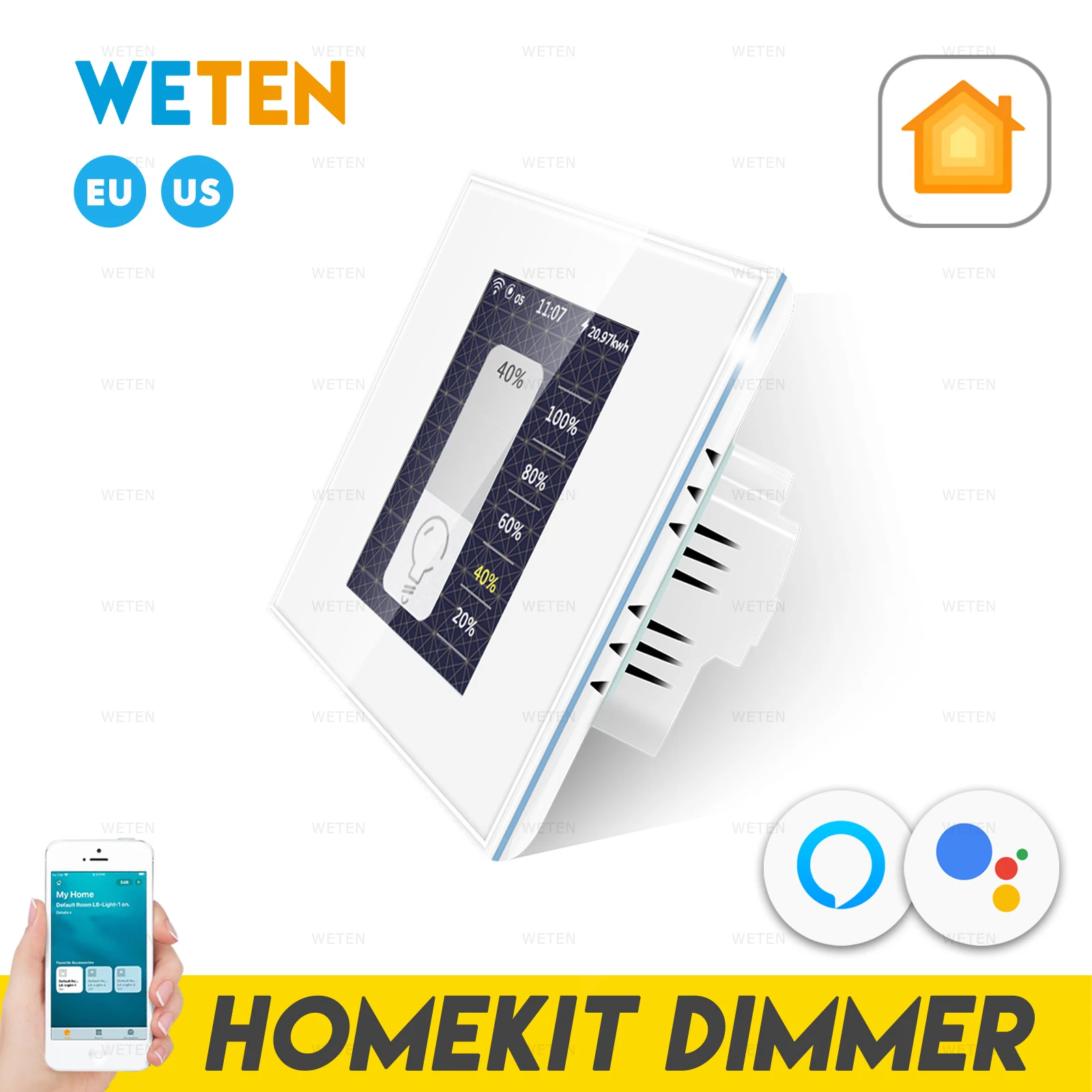 HomekitDimmerWallSwtichSmartWifiDimmer220V110VLCDTouchScreenPowerMonitorSupport