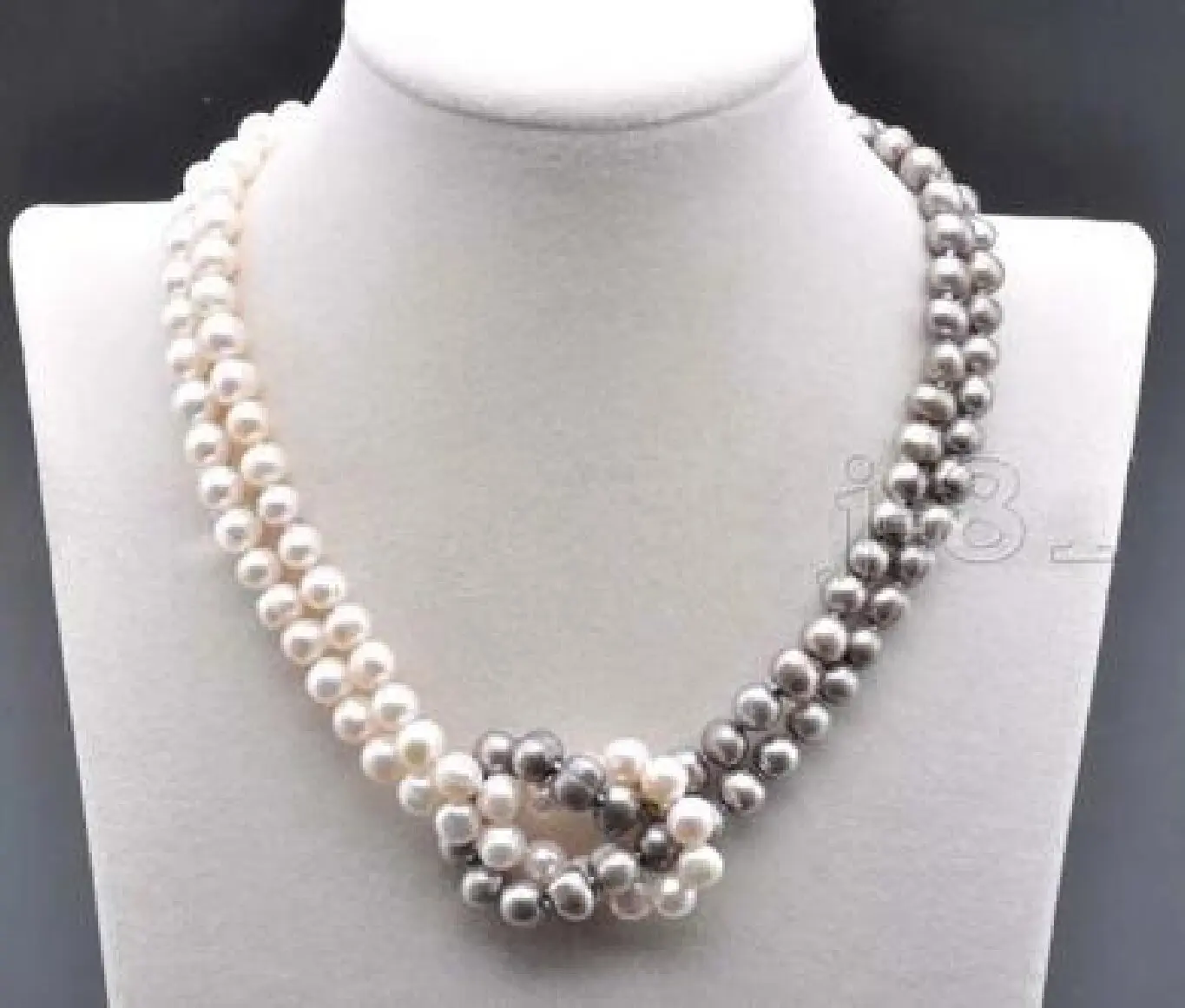 

7-8MM NATURAL SOUTH SEA WHITE GRAY PEARL NECKLACE 17-18 INCH