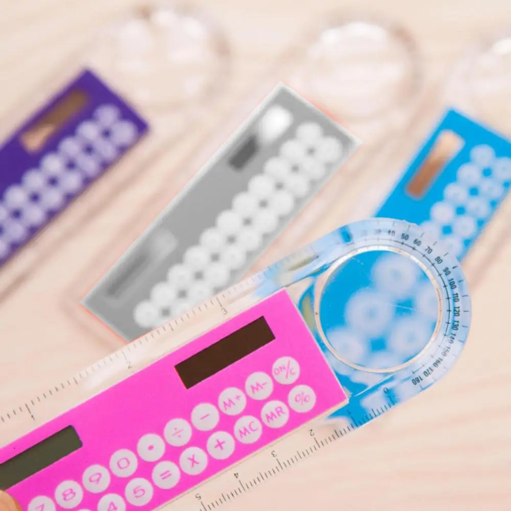 Mini Portable Multifunction Colorful Student Ruler Calculators Portable Solar Energy Counters Random Color Student Calculator foldable scientific calculators,electronic calculator,scientific calculator,solar calculator,basic calculator,mini calculator,math learning tools
