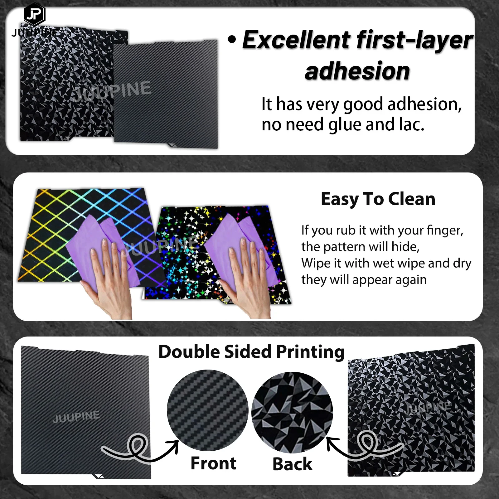 Juupine Geco Plate For Anycubic Kobra 3 Max Build Plate 430x430 Flexible 0℃ Printing PLA Cold Plate Kobra 3 Max Upgrade - 7