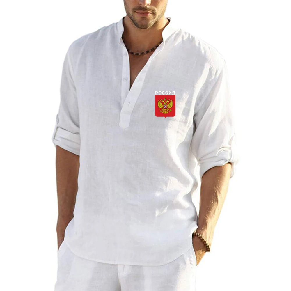 Russian Flag Quick Drying Breathable Summer Long Sleeve Mens Casual Shirt
