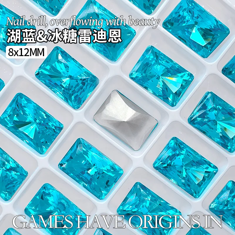 K9-Kristall, 8 x 12 mm, rechteckige Diamanten, strahlend geschnittene Facetten, Edelsteine mit spitzem Boden, verwendet für Ohrringe, Halsketten, Nagelschmuck-Zubehör – Detail 18