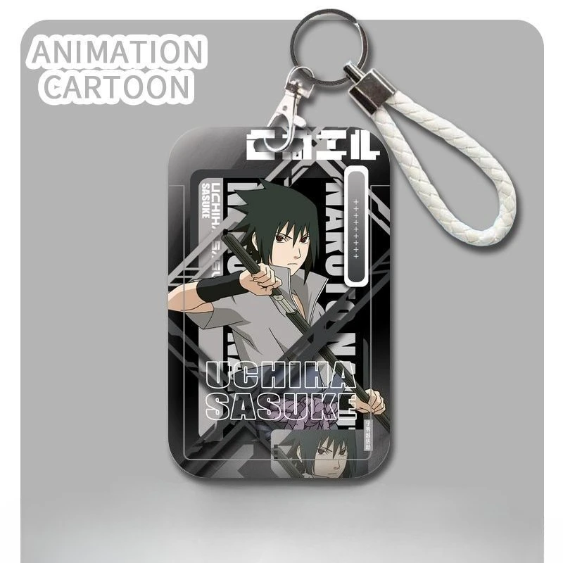 Naruto & Sasuke Cartoon Card Holder with Anti-Loss Case and Pendant