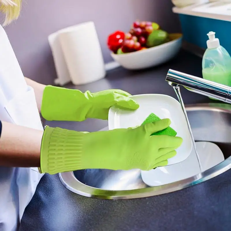 

Waterproof Dishwashing Gloves 1 Pair Household Kitchen Washing Latex Gloves Multi Function Anti Slip Durable Cleaning Tool