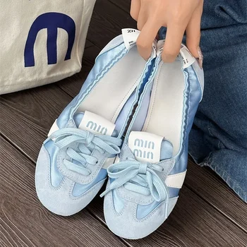2025 New Women's Casual Sneakers Summer Cozy Shallow Ballet Flats Shoes 2025 New Women Lace Up Sport Shoes Zapatos De Mujer 1