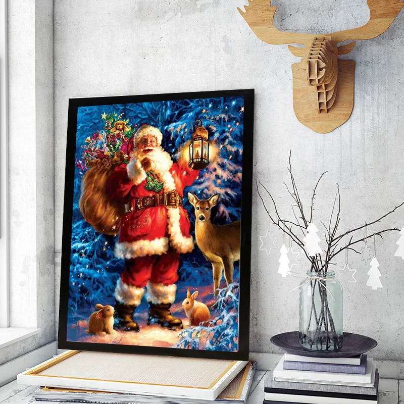 

DIY Handmade Christmas Diamond Painting Santa Claus Gift Cross Embroidery Decorative Picture