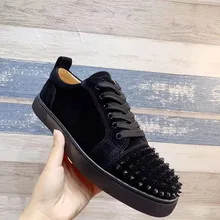 Luxury designer Male sneakers Men's Casual shoes Custom Vulcanized Mocassin Homme Green Athletic Red bottom shoes for men Summer
