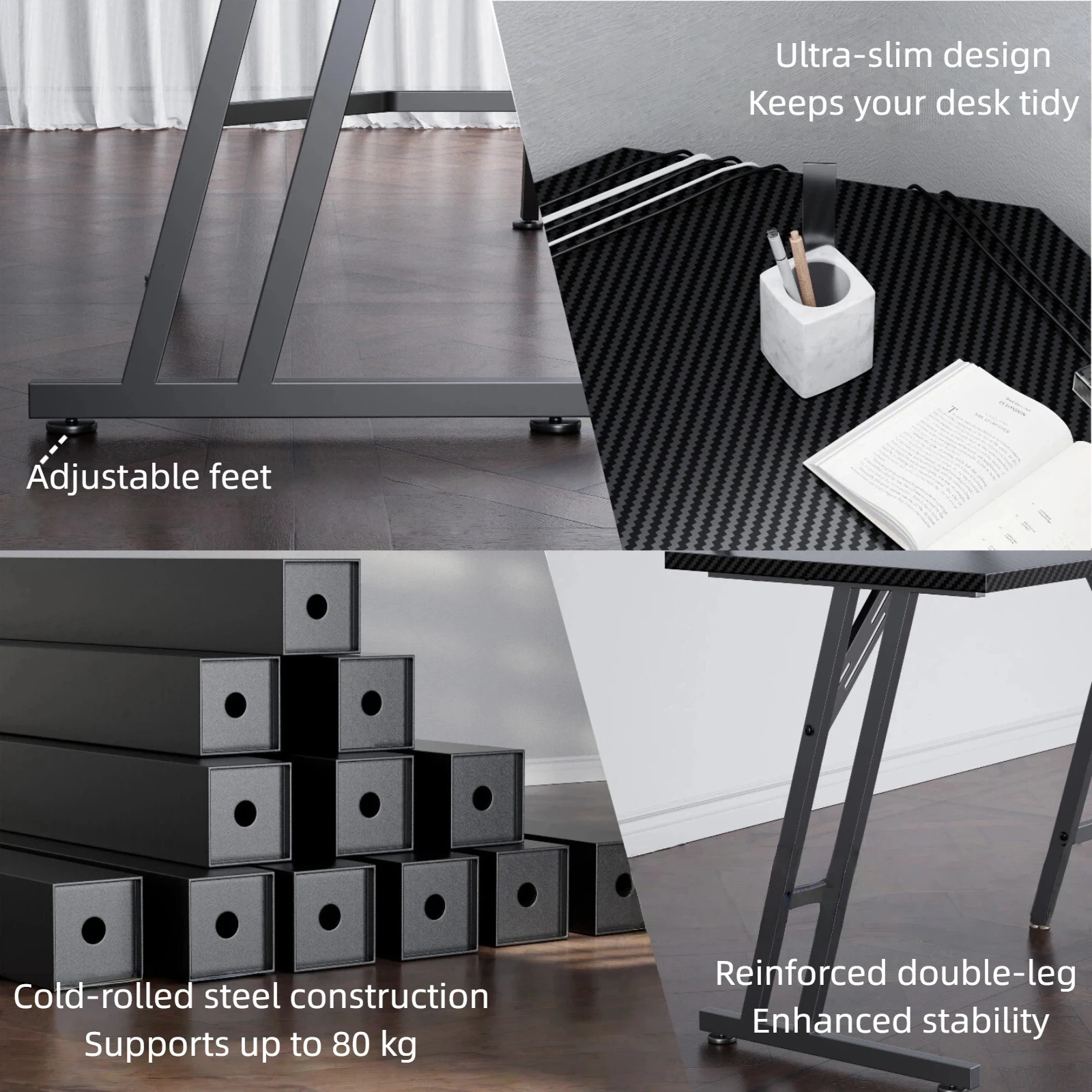 L-Shaped LED Gaming Desk with Monitor Stand 4