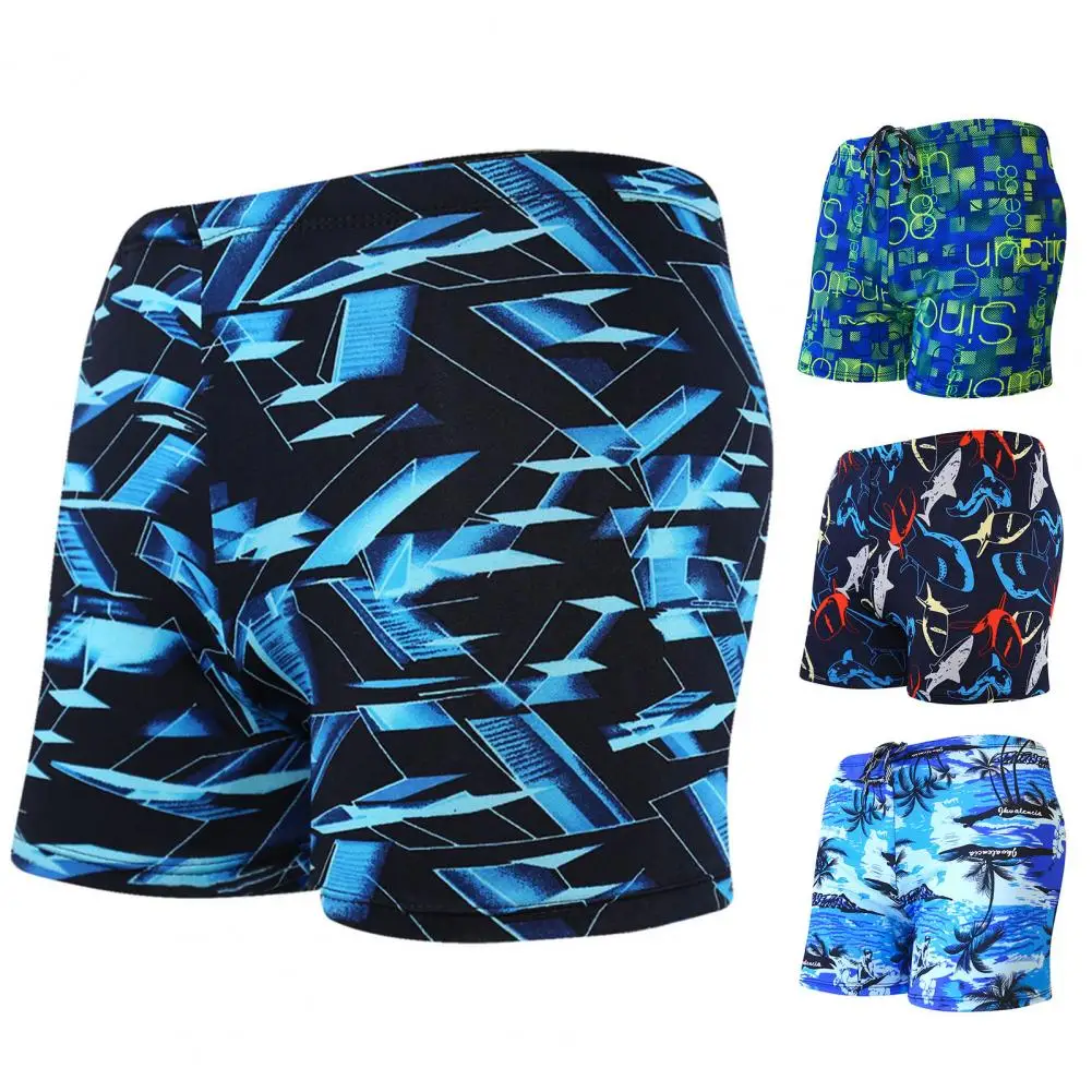 Terrific Swimming Trunks Eye-catching High Elasticity Quick Dry Sharp Printing Swimming Shorts 6