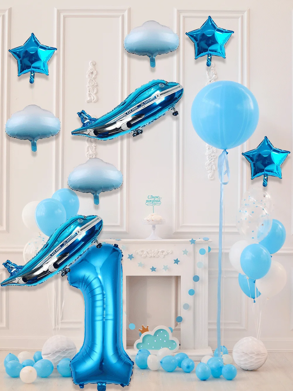 1 Set 32 Zoll Zahlen-Flugzeugballons Blaue Zahlen 0-9 Folienballons für Alle Altersgruppen Kinder Piloten Jungen Flugzeug Geburtstagsparty Dekorationen – Detail 6