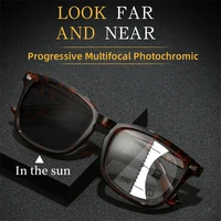 Men Women Multifocal Progressive Photochromic Reading Glasses Anti-blue Light Far Eyewear Sunglasses with Diopters +1.0 To +4.0 1