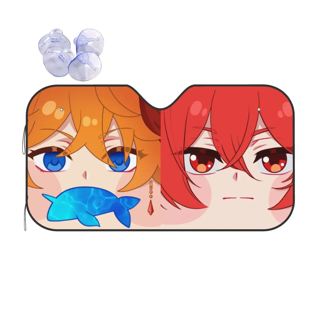 

Diluc Childe Windshield Sunshade Genshin Impact Anime Car Front Windshield 70x130cm Sun Visor Sunscreen Curtain