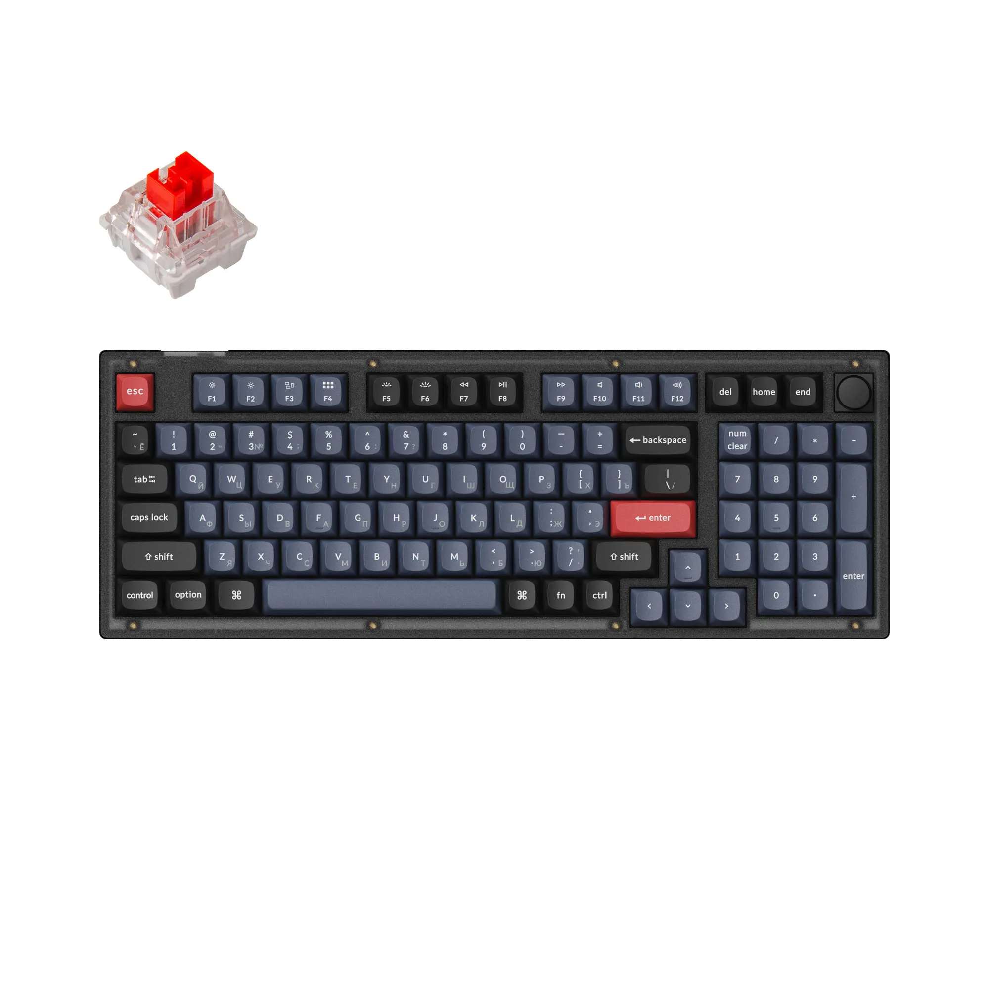 

Keychron V5 QMK Knob Fully Assembled Custom Mechanical Keyboard 96% Russian Layout Type-C Wired RGB Backlight PBT Keycaps
