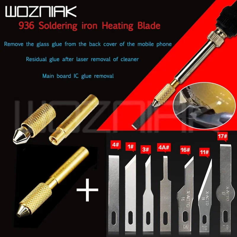 Soldering Iron Universal 936 Soldering Iron Heating Blade For Mobile phone Glass Back CoverRemoval Cleaning Tool Fingerprint IC Repair Tool