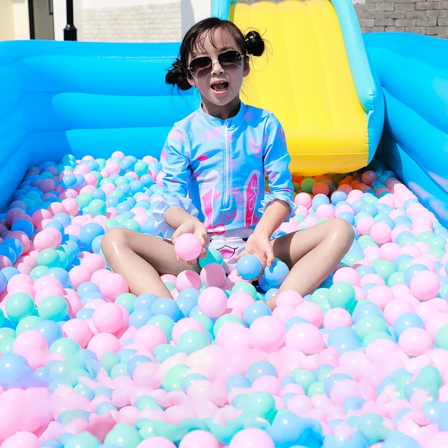 Colorful Baby Plastic Balls Water Pool Ocean Wave Balls Kids Swim Pit With Basketball Hoop Play House Outdoor Tents Toys Props 3