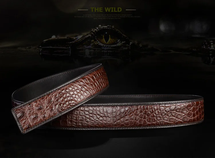 Crocodile Belts Without Buckles Genuine Leather Belt No Buckle Luxury Alligator Skin Waist Belt For Men 3.8 Cm Designer Belts