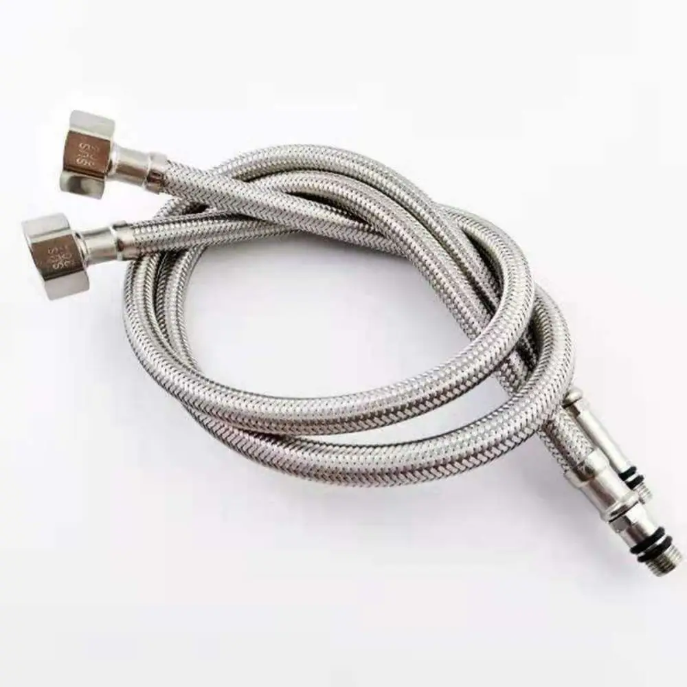 Stainless Steel Braided Hose 60cm Angle Valve Connecting Pipe British Standard Pipe 2 Piece Kitchen Basin Inlet and Outlet
