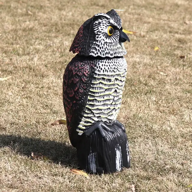 Horned Bagoly Csaló Tweet Mozgással Aktiválva És Forgó Fej Hamis Szobor Függő Szék Hálószobához - Image 3