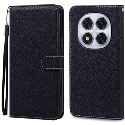 Luxury Leather Flip Wallet Cover - Premium Protection Case for Note 14 Pro (4G 5G) (Black)