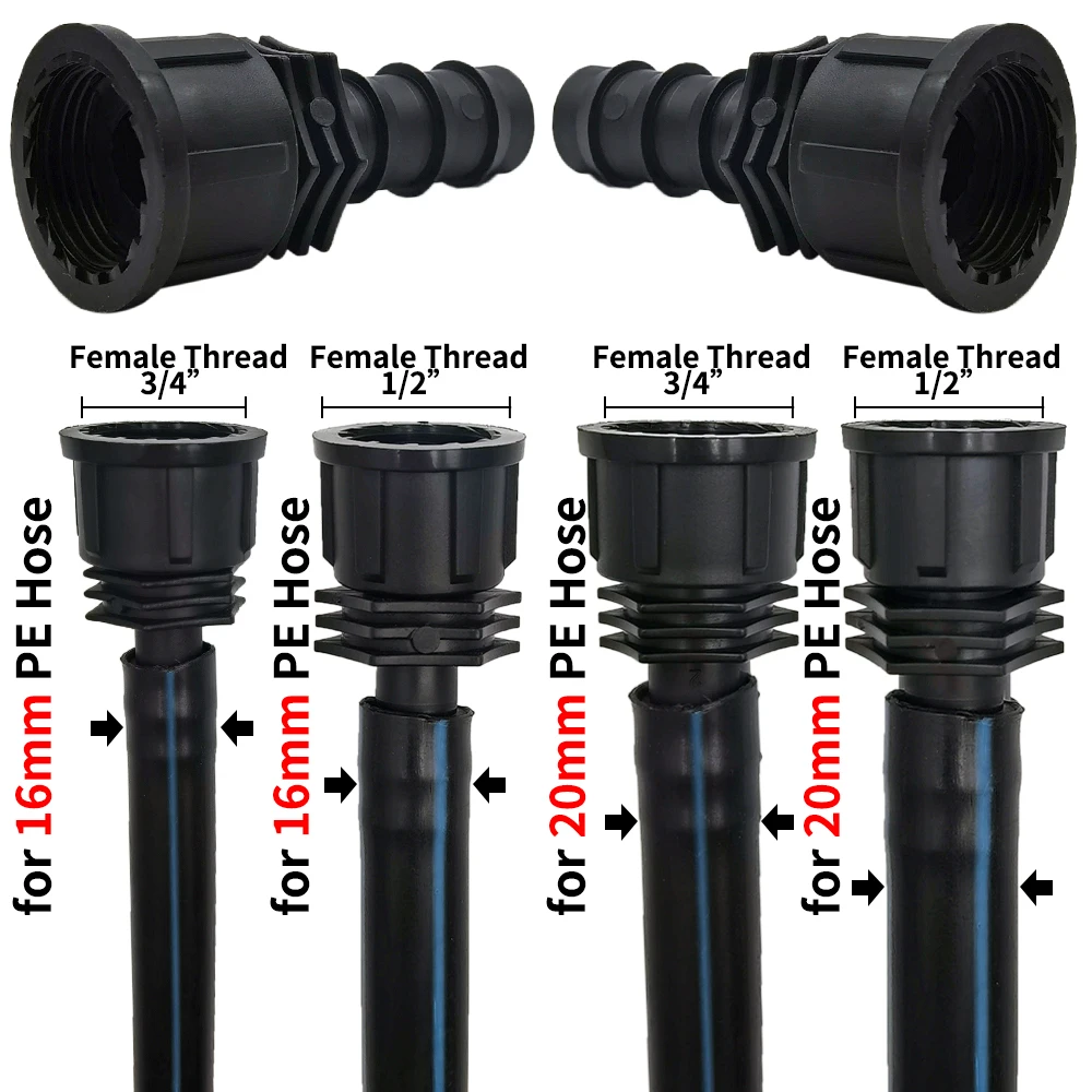 Oasis 4PCS 1/2" 3/4" Innengewinde Anschluss zum Widerhaken 16mm 20mm PE Schlauch Adapter Bewässerung Pflanzer Tropf System Garten Rohr Reparatur – Detail 1