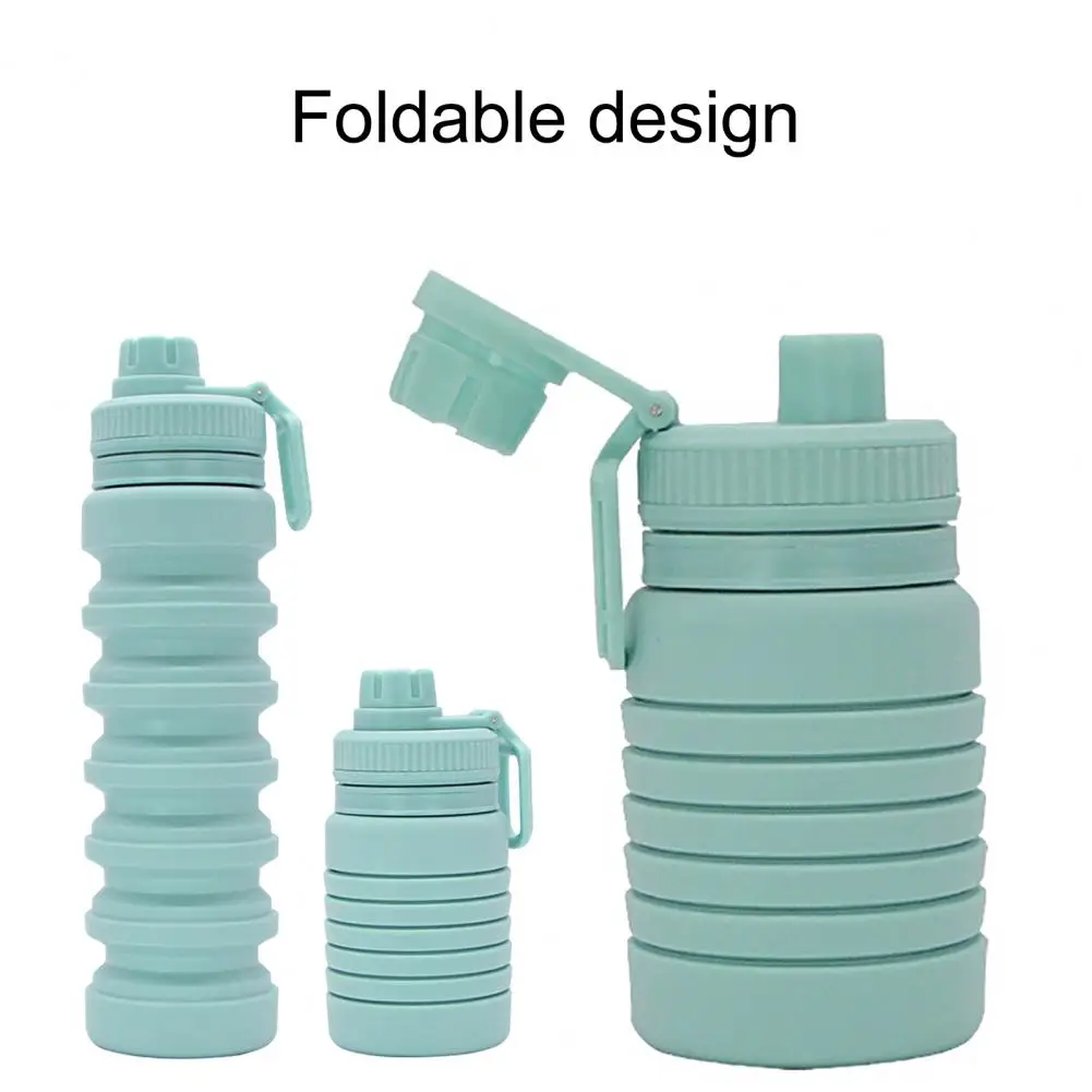 750ML Durable Silicone Folding Water Bottle Lightweight Folding Water Bottle BPA Free Sports for Outdoor