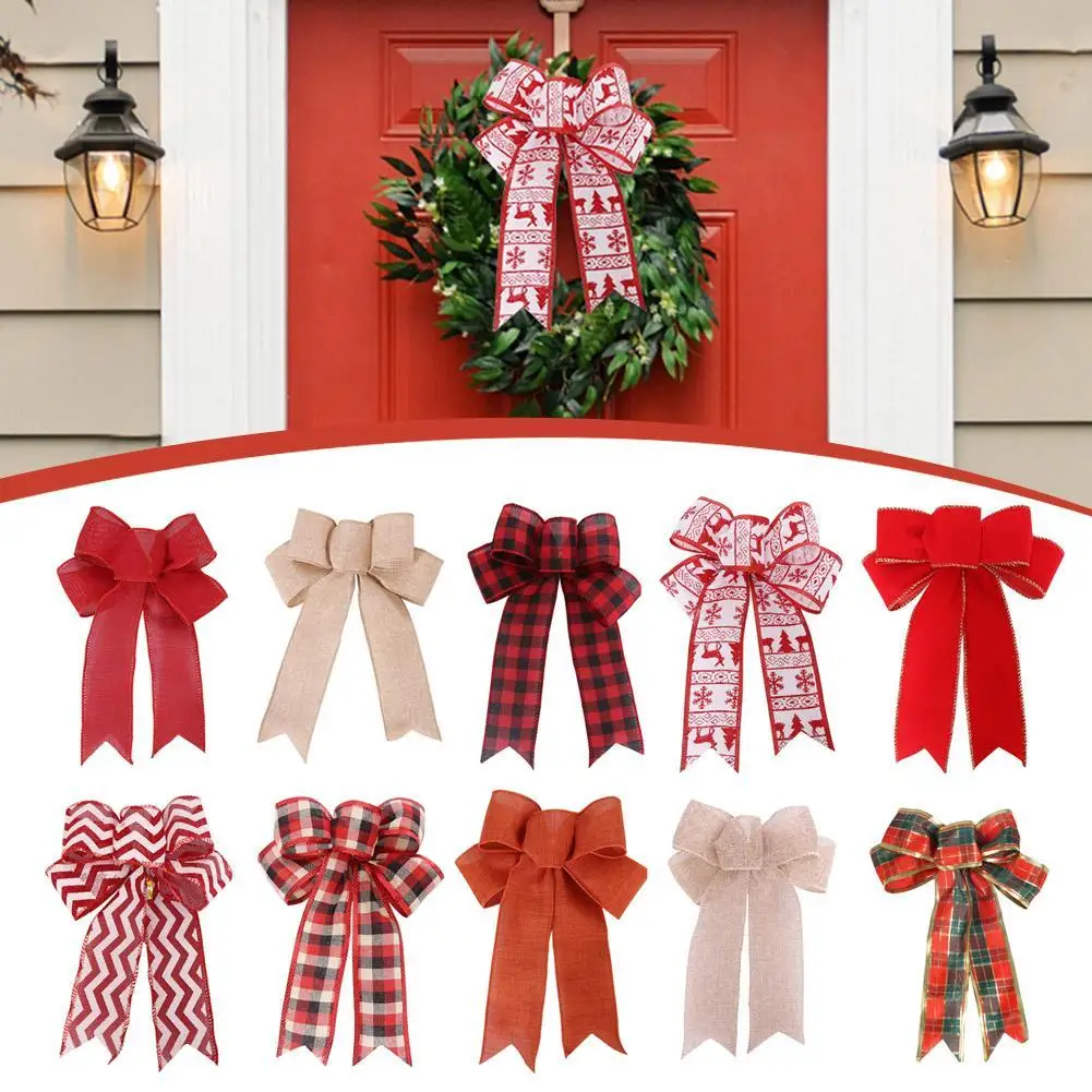 

24cm Christmas Bow Tie Christmas Tree Decorations Xmas Decor Wreath Ornaments For Garland Gift Home Party