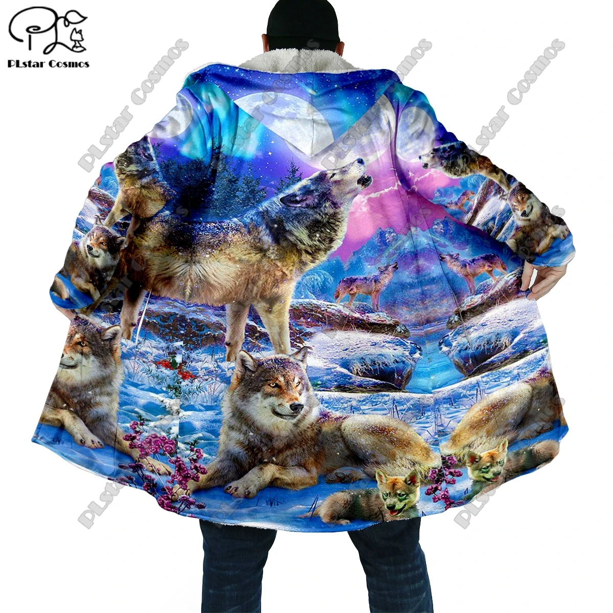 3D Printing Animal Theme Wolf King and Bear Pocket Cape Coat Latest Casual Unique Streetwear Unisex Winter New Arrival DW -3