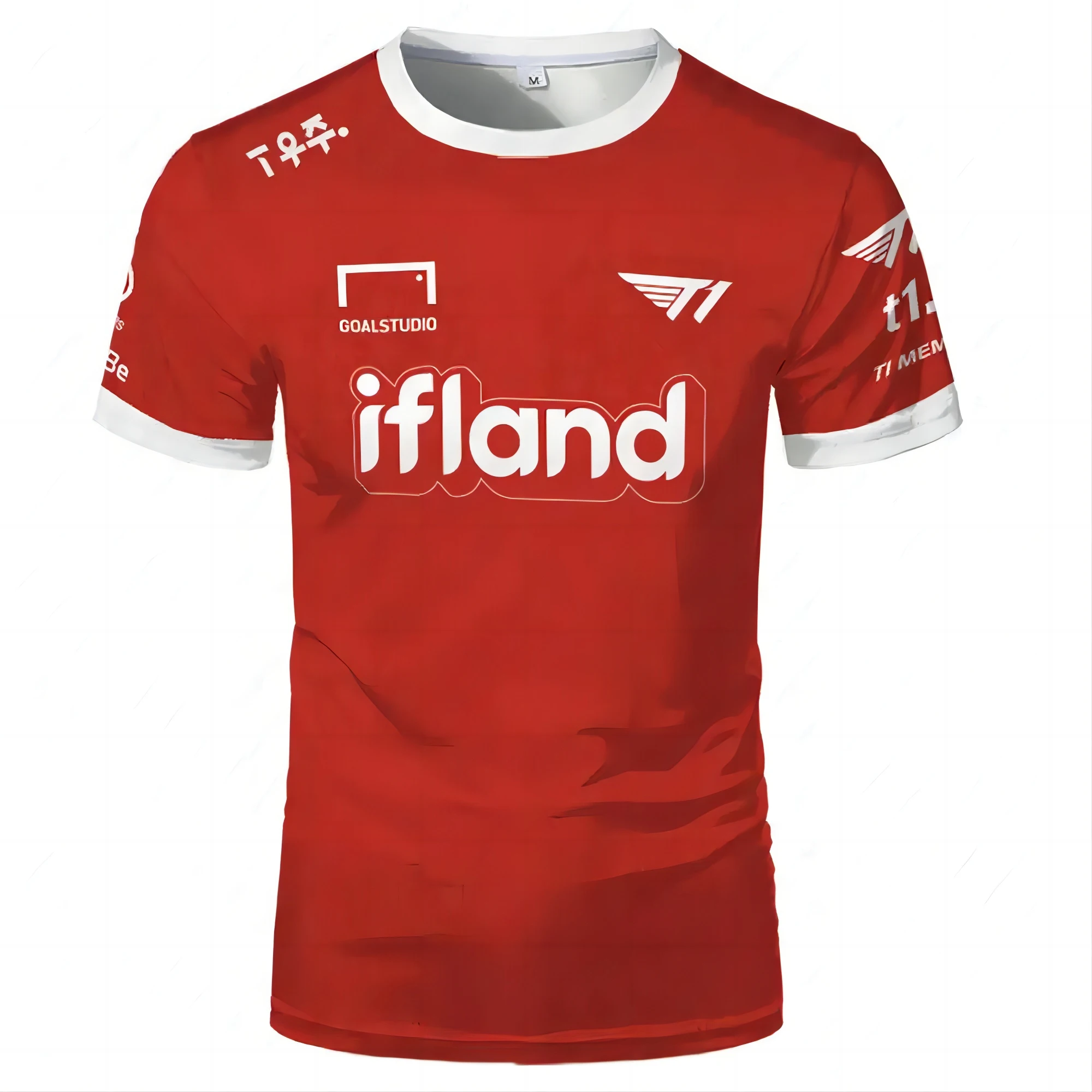 

T1 Team 2023 Newest Red Away Uniform Short-Sleeved Jersey Quick-drying Round Neck T-shirt FAKER Custom T-shirt For Men Clothing