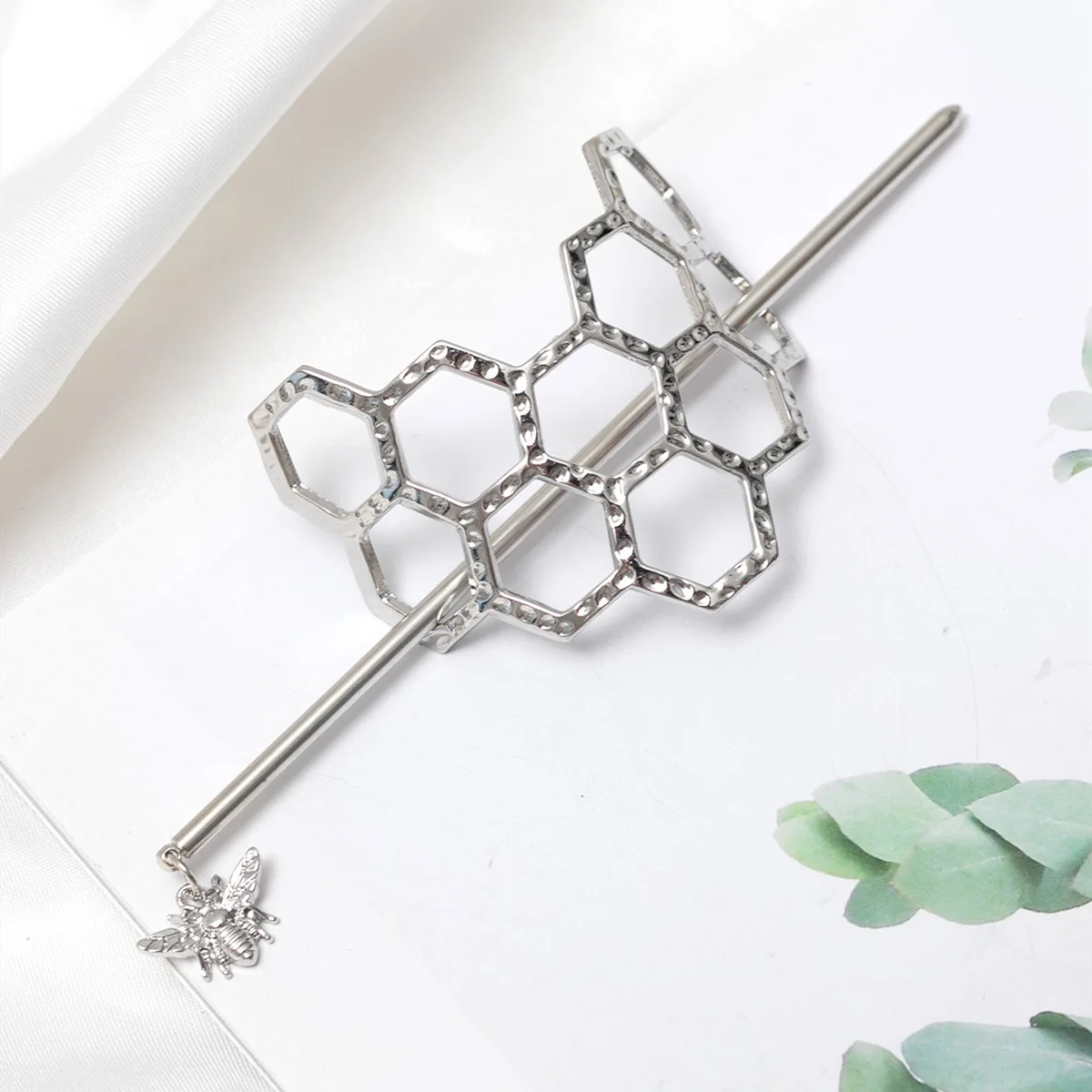Fermaglio capelli ape e nido d ape in metallo per chignon_voghion.com