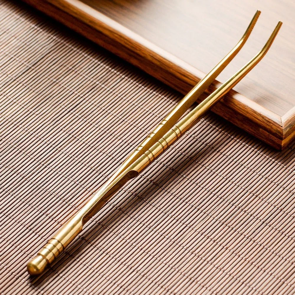 Brass Tea Clip Metal Toast Tong Pure Copper Toaster Bagel Bacon Tweezers Sugar Ice Tea Tong Teaware Kitchen Accessories Tool tea bag tongs