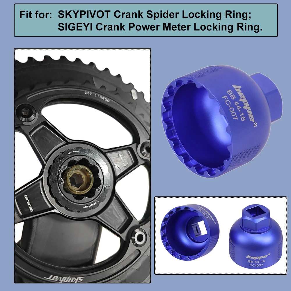 Bicycle Bottom Bracket Tool HEPPE Bike Disc Brake Centerlock Locking Ring Install and Remove Tool Lockring Remover Dual-use Wrench for SHIMANO Lockring BB52