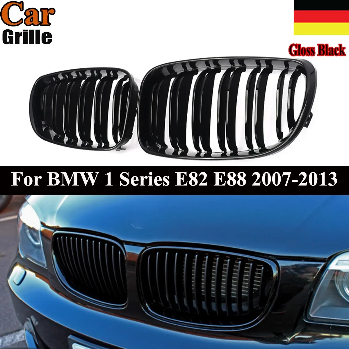 

MagicKit 2x Glossy Black Dual Line Kidney Grilles For BMW E81 E82 E87 E88 118i 128i 07-13