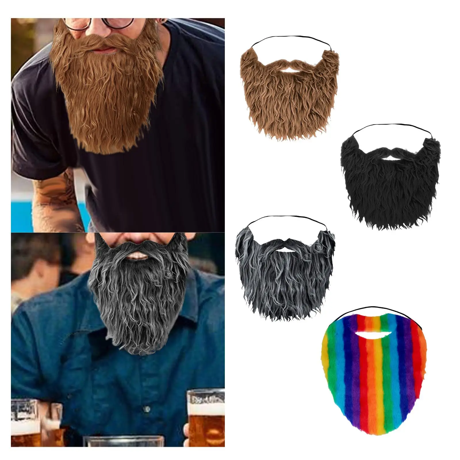 Halloween Beard Realistic Funny Adjustable Elastic Rope Facial Hair Accessories for Men Makeup Disguise Party Festival Halloween Beard Realistic Funny Adjustable Elastic Rope Facial Hair Accessories for Men Makeup Disguise Party Festival
