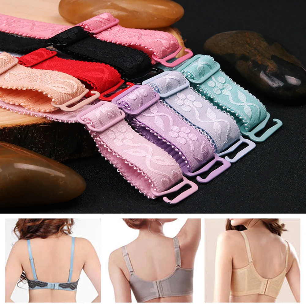 

1pair Adjustable Slip Resistant Bra Straps Women Floral Print Elastic Brassiere Strap Lingerie Underwear Intimates Accessories