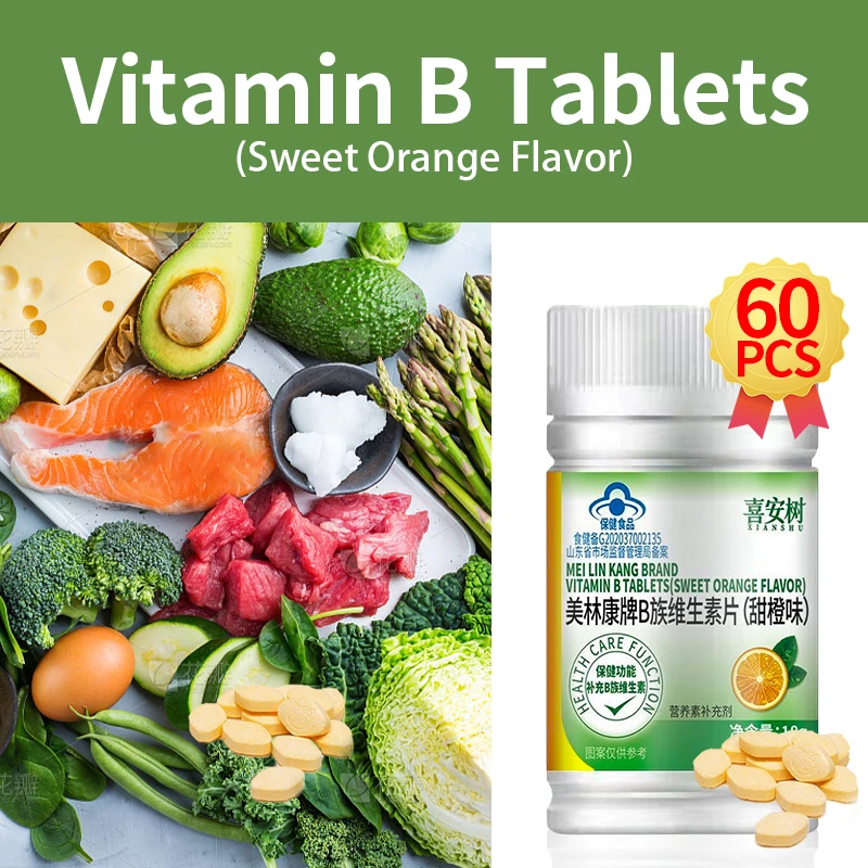 

Vitamin B Complex Chewable Tablets Health Food Vitamins B1 B2 B6 B12 Niacinamide Supplements 30Pcs/Bottle