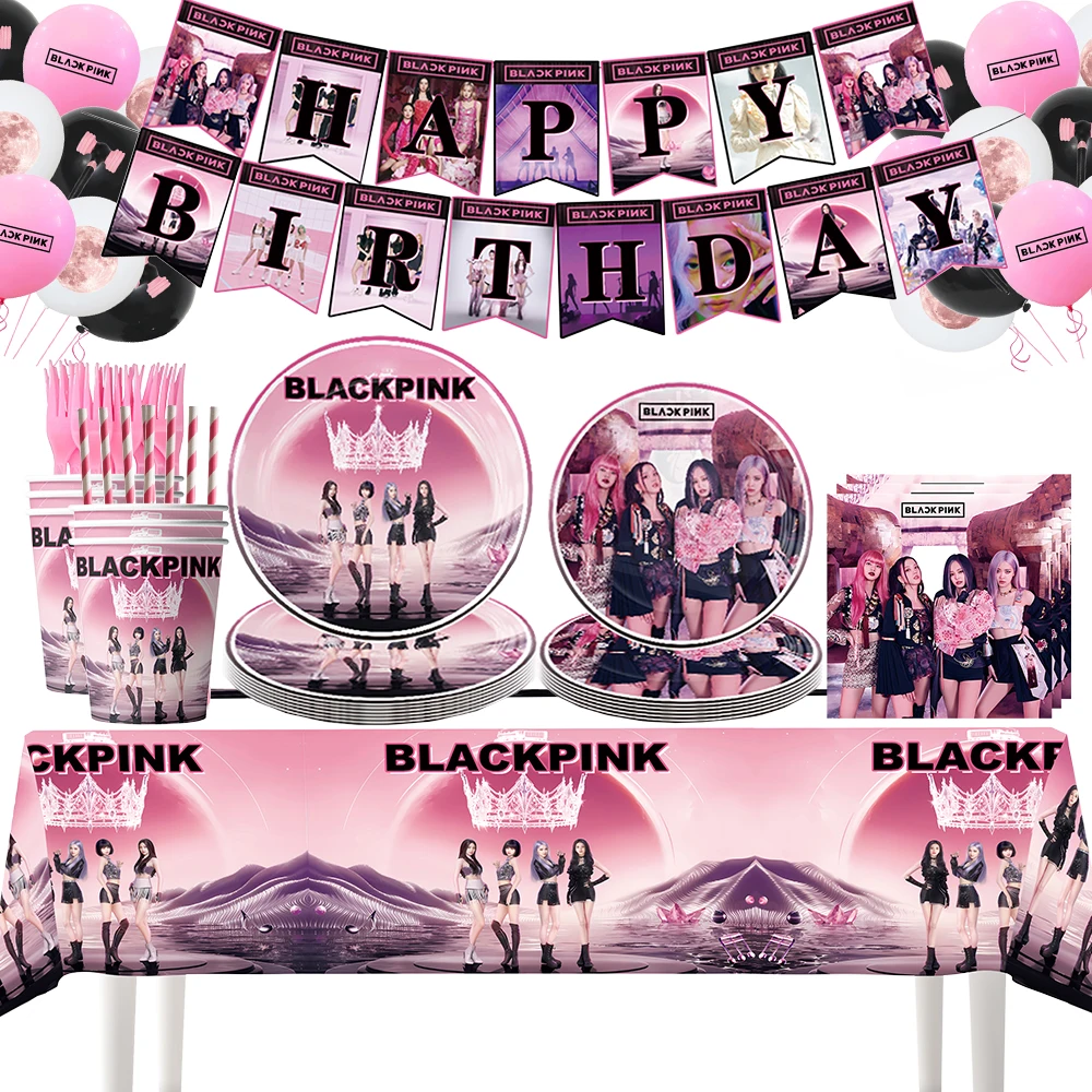 

Korea Star Girls Birthday Party Decoration Tablecover Cake Topper Wedding Part Event Balloons Banner Celebrate Supplies Backdrop