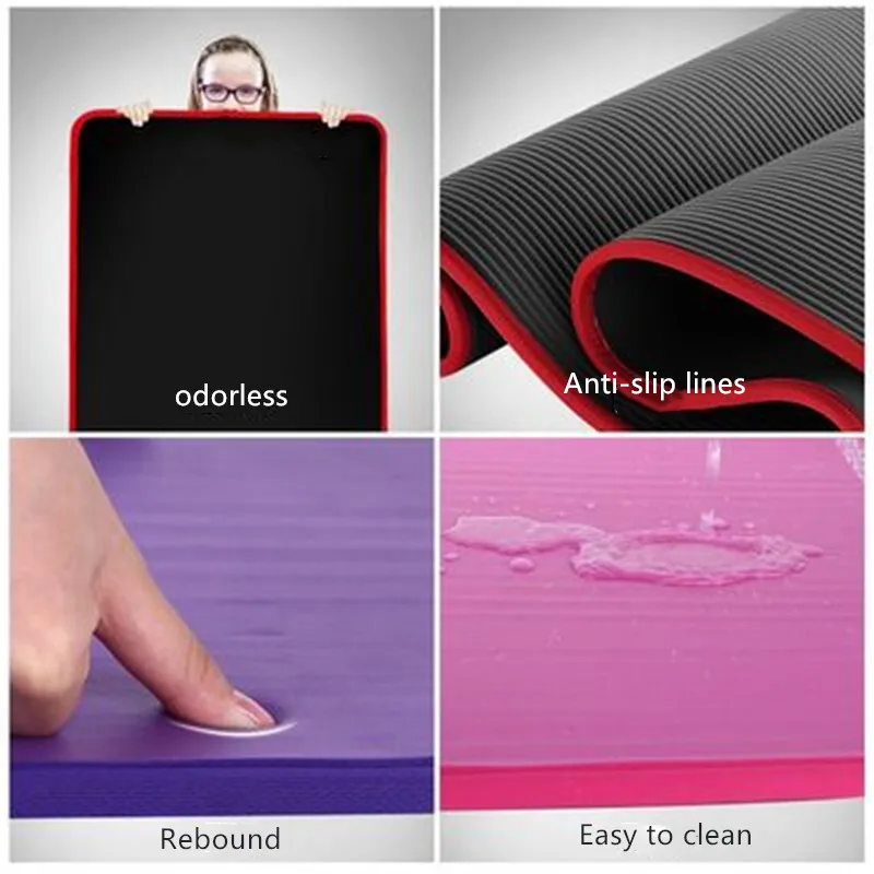 10MM Extra Thick 183cmX61cm High Quality NRB Non-slip Yoga Mats For Fitness Tasteless Pilates Gym Exercise Pads with Bandages