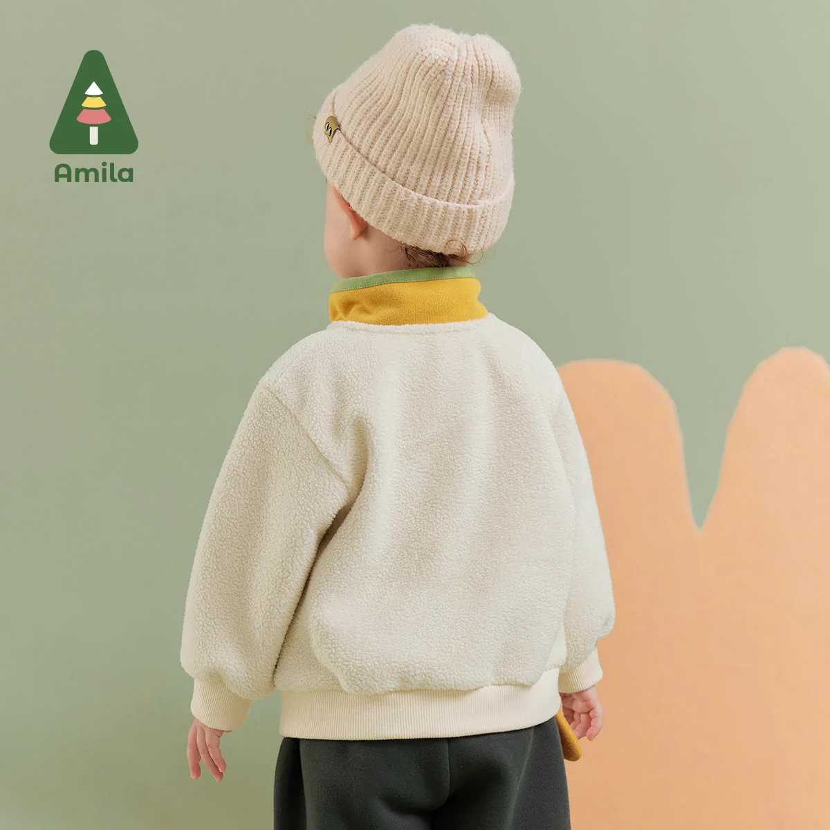 Amila Baby Boy Hoodie Winter New Multicolour Stand Collar Fleecing Soft Cosy Embroider Baby Clothing