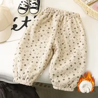 Pantalon unisexe doublé polaire pour enfants, collection Printemps 2026, motif rétro à pois, pour garçons et filles, vêtements pour enfants 3