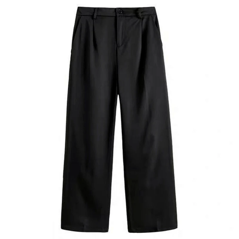 Casual Pants Men Solid Simple Large Size 3XL Button Fly Korean Style Straight Trousers All-match Ankle-length Loose
