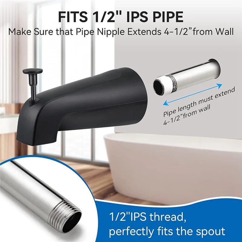 ABYN-ห้องน้ํา Tub Spout สําหรับ E531D-1F-62, Tub Spout พร้อมฝักบัว Diverter 1/2 นิ้ว IPS ภายในด้ายอ่างอาบน้ําก๊อกน้ํา Spout 1